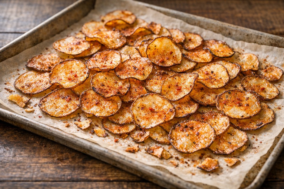 Baked Masala Potato Chips in the Oven