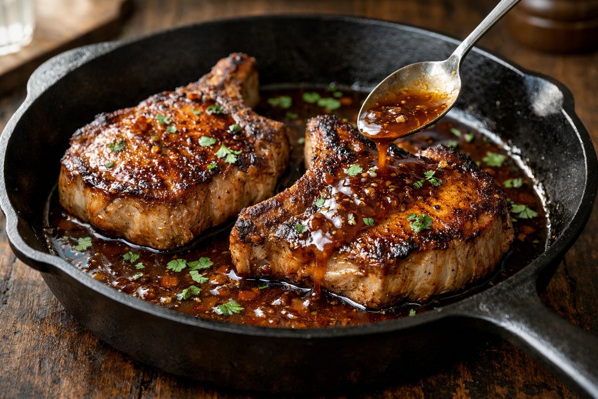 Skillet Pork Chops with Masala Pan Sauce